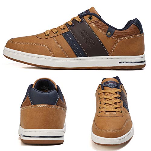 ARRIGO BELLO Zapatos Hombre Zapatillas para Vestir Casual Deportivas Confort PU Cuero Deporte Sneakers Talla 41-46(marrón,45)
