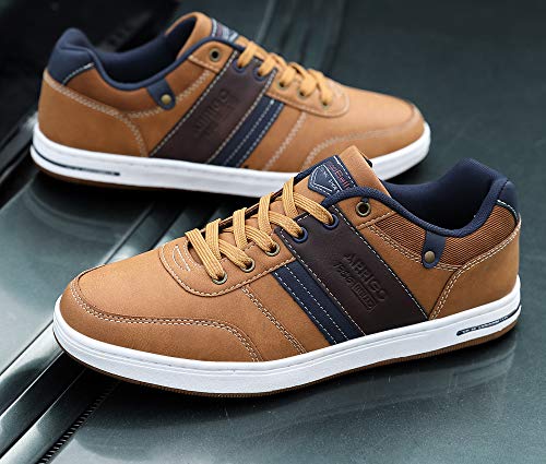 ARRIGO BELLO Zapatos Hombre Zapatillas para Vestir Casual Deportivas Confort PU Cuero Deporte Sneakers Talla 41-46(marrón,45)