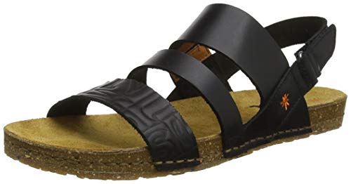 Art Creta, Sandalias con Punta Abierta Mujer, Negro (Black Black), 38 EU