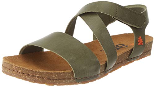 Art Creta, Sandalias con Punta Abierta Mujer, Verde (Kaki Kaki), 36 EU