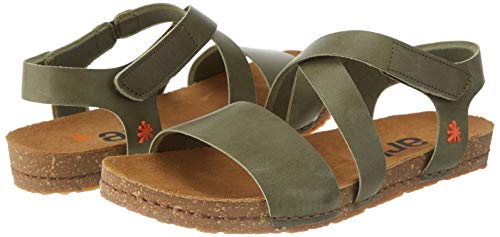 Art Creta, Sandalias con Punta Abierta Mujer, Verde (Kaki Kaki), 36 EU