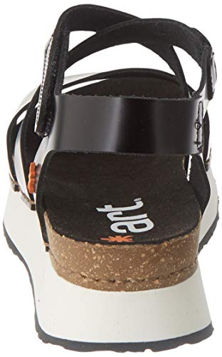 Art Mykonos, Sandalias con Punta Abierta Mujer, Negro (Black Black), 42 EU
