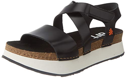 Art Mykonos, Sandalias con Punta Abierta Mujer, Negro (Black Black), 42 EU