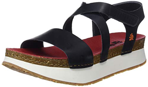 Art Mykonos, Sandalias con Punta Abierta Mujer, Negro (Black/Red), 39 EU