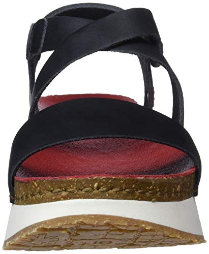 Art Mykonos, Sandalias con Punta Abierta Mujer, Negro (Black/Red), 39 EU