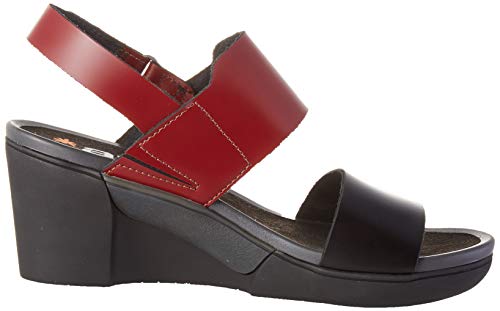 Art Rotterdam, Zapatos de tacón con Punta Abierta Mujer, Multicolor (Burdeos/Black Burdeos/Black), 39 EU