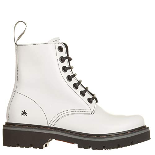 ART VIALESCARPE - Botines Company. Piel abrasiva con cordones y suela de contraste. Mujer. Blanco. Talla 37