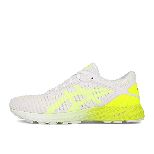 Asics Dynaflyte 2, Zapatillas de Running Mujer, Blanco (White/Safety Yellow/Aruba Blue 0107), 41.5 EU