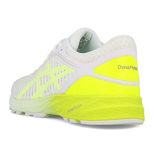 Asics Dynaflyte 2, Zapatillas de Running Mujer, Blanco (White/Safety Yellow/Aruba Blue 0107), 41.5 EU