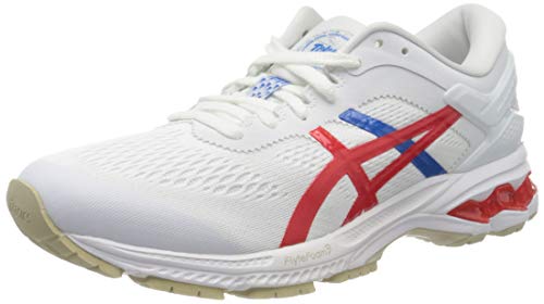 Asics Gel-Kayano 26, Zapatilla de Correr Mujer, Blanco/Rojo CLÁSICO, 39 EU