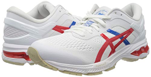 Asics Gel-Kayano 26, Zapatilla de Correr Mujer, Blanco/Rojo CLÁSICO, 39 EU