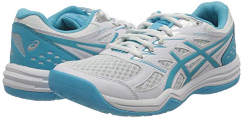 Asics Upcourt 4, Zapatillas de Voleibol Mujer, Blanc Bleu Ciel, 42.5 EU