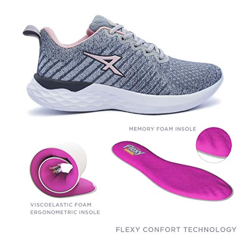 ATHIX Compaction Flexy - Zapatillas de Correr para Mujer, Gris (Gris/Rosa), 38 EU - Zapatillas cómodas y Transpirables