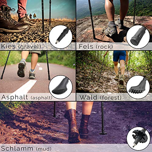 ATTRAC Bastones Marcha nórdica »Clásicos« con Sistema telescópico, antichoque y Amortiguador - Longitud Regulable de 67 a 136 cm y Empuñadura en Corcho + PDF Workout (Classic)