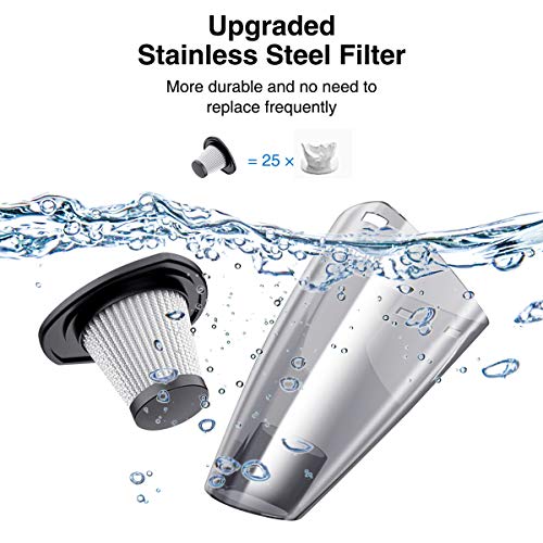 Audew Aspiradora de Mano Sin Cable, Aspirador Inalámbrico Portatil Seco y Húmedo 120W 2200 mAh, con 3 Cepillos, HEPA Filtro Lavable y Bolsa de Transporte para Coches, Sofas, Pelos Mascotas, Casa