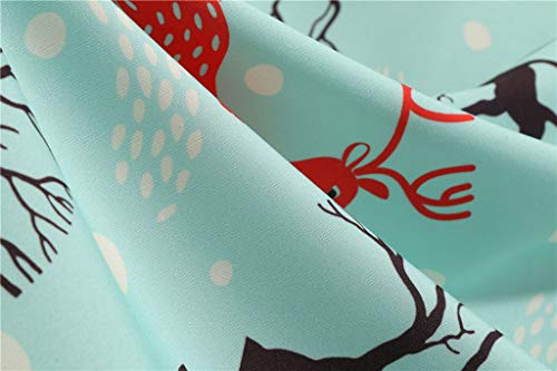 Auifor Vestido Vintage con Estampado navideño de Manga Larga Vintage para Mujer Cinturón con Lazo Vestido de Fiesta para Fiesta de ama de casa de los años 50（Verde/Small）