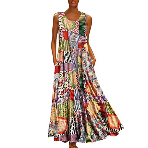 Auifor?De las Mujeres de la Vendimia impresión de la Flor de Parches de aproximación KleidärmellosO Mucha Maxi Dress