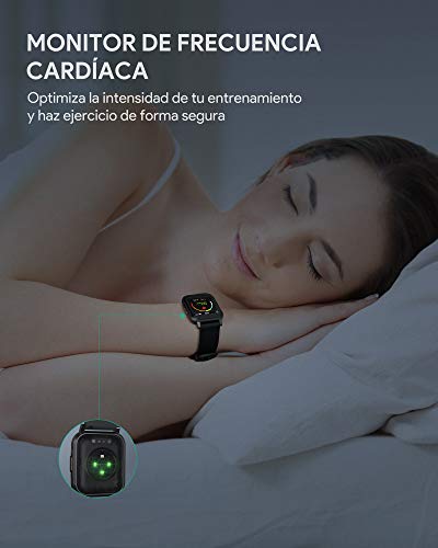 AUKEY Smartwatch, Reloj Inteligente Deportivo Impermeable IP68 Pulsera de Actividad Inteligente con Monitor de Sueño Controlador de Música para Hombre Mujer y Niños, Admite Android y iOS
