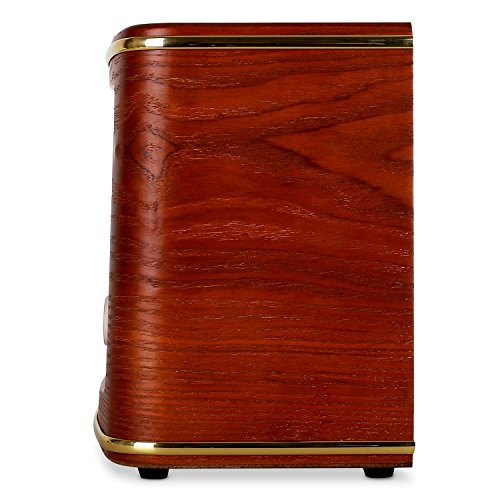 AUNA Belle Epoque 1905 - Radio nostálgica, Radio FM, Banda de Frecuencias, Regulador de Volumen y Frecuencias, Cable de Antena, Carcasa de Madera, Revestimiento para Altavoces, Dorado, Rojo