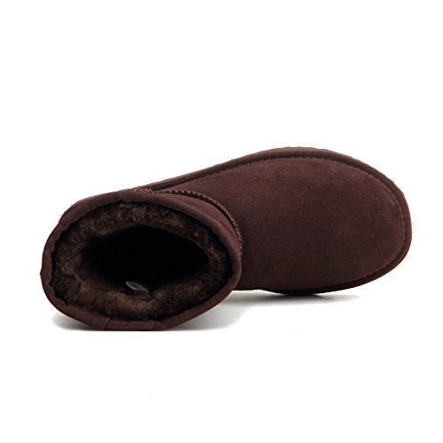 AUSLAND Botas de nieve de cuero clásico resistente al agua para mujer 5125, marrón (Chocolate), 40 EU