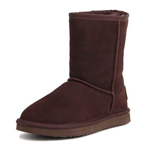 AUSLAND Botas de nieve de cuero clásico resistente al agua para mujer 5125, marrón (Chocolate), 40 EU