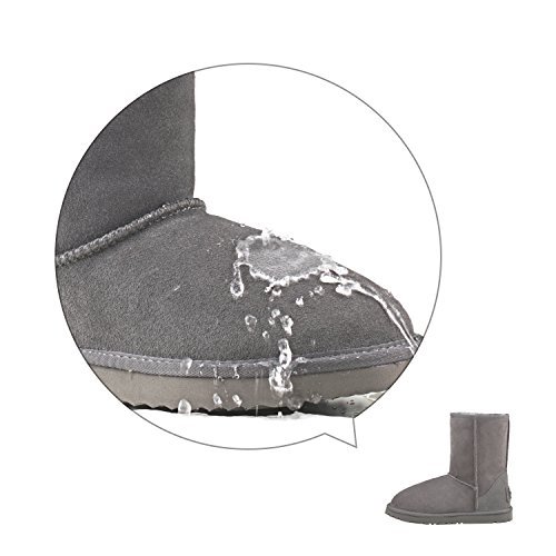 AUSLAND - Botas de Nieve Impermeables para Mujer de Piel de Oveja Ausland Mujer, Gris (Gris), 39.5 EU