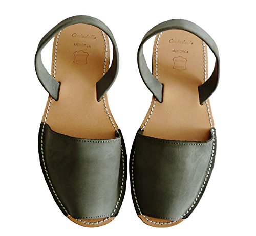 Auténticas Avarcas menorquínas, Abarcas, Albarcas, Sandalias (37, Gris merngue, Nobuck)
