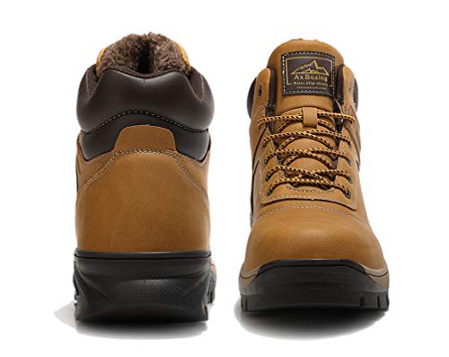 AX BOXING Botas Invierno Hombre Botas Trekking Agregar Algodón Mantener Caliente Botines Antideslizante Aire Libre Zapatos Tamaño 41-46 (Amarillo-Agregar algodón, Numeric_46)