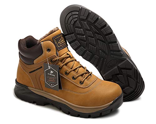 AX BOXING Botas Invierno Hombre Botas Trekking Agregar Algodón Mantener Caliente Botines Antideslizante Aire Libre Zapatos Tamaño 41-46 (Amarillo-Agregar algodón, Numeric_46)