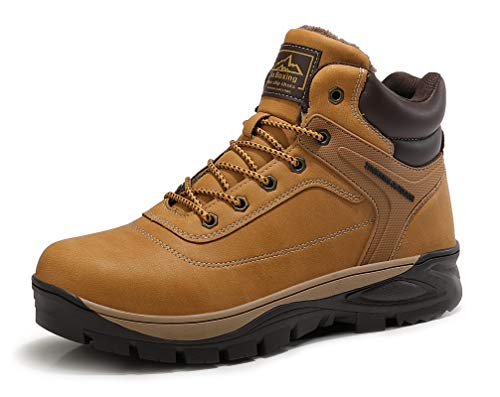 AX BOXING Botas Invierno Hombre Botas Trekking Agregar Algodón Mantener Caliente Botines Antideslizante Aire Libre Zapatos Tamaño 41-46 (Amarillo-Agregar algodón, Numeric_46)