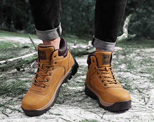 AX BOXING Botas Invierno Hombre Botas Trekking Agregar Algodón Mantener Caliente Botines Antideslizante Aire Libre Zapatos Tamaño 41-46 (Amarillo-Agregar algodón, Numeric_46)