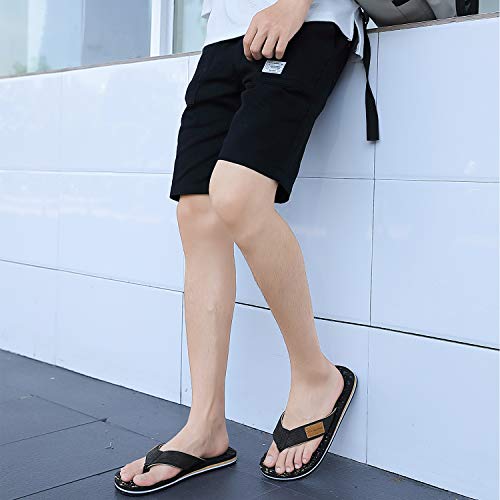 AX BOXING Chanclas Hombre Flip Flop Ondulado Sandalias Comodo Verano Für Piscina/Playa/Ducha Tamaño 41-46 (Negro, Numeric_43)