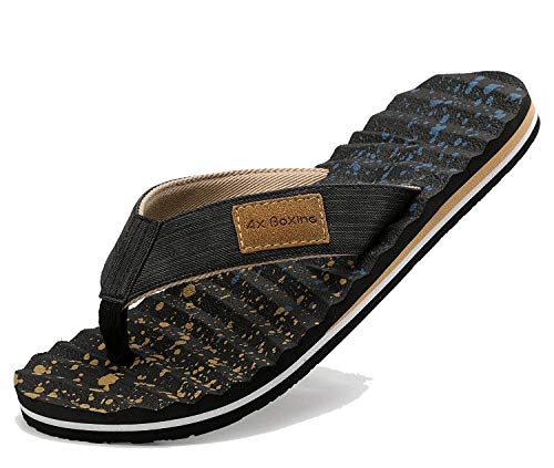 AX BOXING Chanclas Hombre Flip Flop Ondulado Sandalias Comodo Verano Für Piscina/Playa/Ducha Tamaño 41-46 (Negro, Numeric_43)