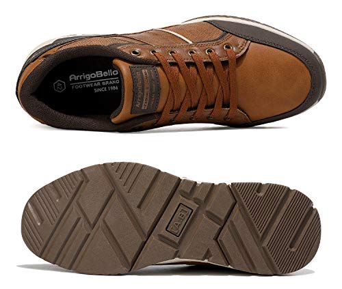 AX BOXING Zapatillas Hombres Deporte Running Sneakers Zapatos para Correr Gimnasio Deportivas Padel Transpirables Casual 40-46 (46 EU, marrón Claro)