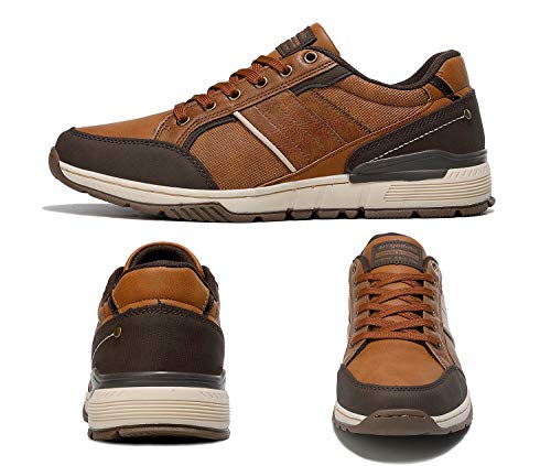 AX BOXING Zapatillas Hombres Deporte Running Sneakers Zapatos para Correr Gimnasio Deportivas Padel Transpirables Casual 40-46 (46 EU, marrón Claro)