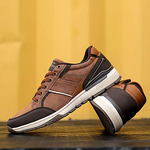 AX BOXING Zapatillas Hombres Deporte Running Sneakers Zapatos para Correr Gimnasio Deportivas Padel Transpirables Casual 40-46 (46 EU, marrón Claro)