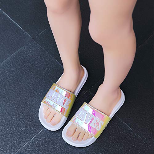 AXBOXING Chanclas Mujer Deslumbrantes/Leopardo/Dorado Sandalias Verano Piscina Playa Interior Al Aire Libre Tamaño 36-41 (Naranja Blanca, Numeric_39)