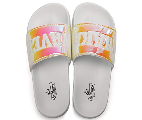 AXBOXING Chanclas Mujer Deslumbrantes/Leopardo/Dorado Sandalias Verano Piscina Playa Interior Al Aire Libre Tamaño 36-41 (Naranja Blanca, Numeric_39)