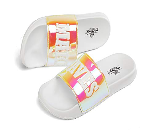 AXBOXING Chanclas Mujer Deslumbrantes/Leopardo/Dorado Sandalias Verano Piscina Playa Interior Al Aire Libre Tamaño 36-41 (Naranja Blanca, Numeric_39)