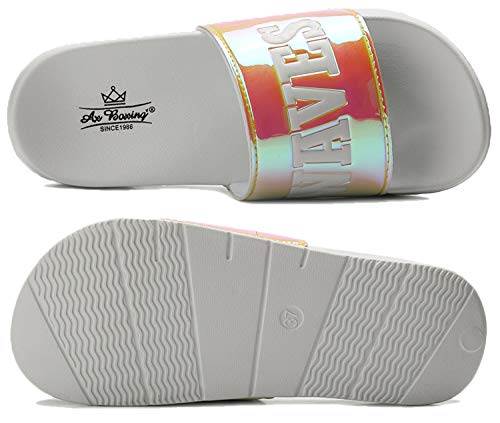 AXBOXING Chanclas Mujer Deslumbrantes/Leopardo/Dorado Sandalias Verano Piscina Playa Interior Al Aire Libre Tamaño 36-41 (Naranja Blanca, Numeric_39)