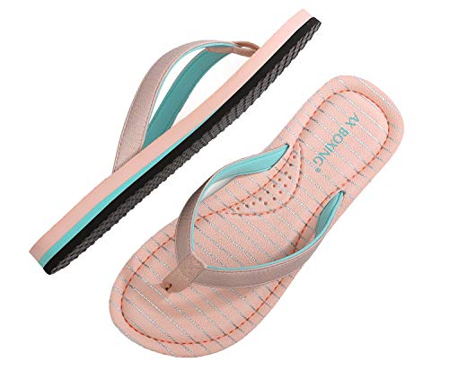 AXBOXING Chanclas Mujer Flip Flop Sommer Rayas de Moda Sandalias Verano Suave Playa Vacaciones Antideslizantes Tamaño 36-41 (Rosa Desnuda, Numeric_38)