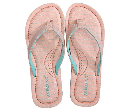 AXBOXING Chanclas Mujer Flip Flop Sommer Rayas de Moda Sandalias Verano Suave Playa Vacaciones Antideslizantes Tamaño 36-41 (Rosa Desnuda, Numeric_38)