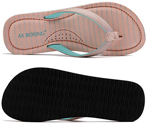 AXBOXING Chanclas Mujer Flip Flop Sommer Rayas de Moda Sandalias Verano Suave Playa Vacaciones Antideslizantes Tamaño 36-41 (Rosa Desnuda, Numeric_38)