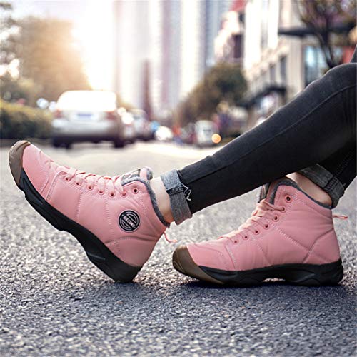 Axcone Hombre Mujer Botas de Nieve Invierno Aire Libre Trekking Zapatos Impermeable Antideslizante Calientes Botines Planas Rosa 36EU