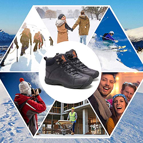Axcone Hombre Mujer Botas de Nieve Invierno Aire Libre Zapatos Impermeable Antideslizante Calientes Botines Planas-BU38