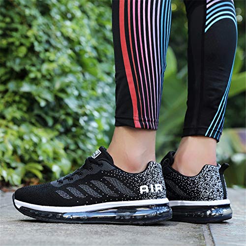 Axcone Zapatillas Hombres Mujer Deporte Running Zapatos para Correr Gimnasio Sneakers Deportivas Padel Transpirables Casual 833 BK 44EU