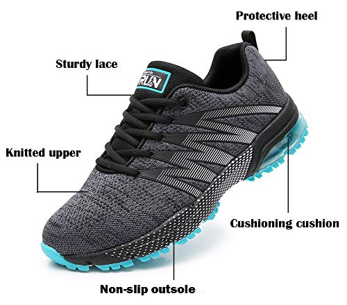 AZOOKEN Hombre Mujer Zapatillas de Gimnasia Running Zapatos Deportivos Aire Libre y Deporte Respirable Sneakers para(8995 Greyblue44)