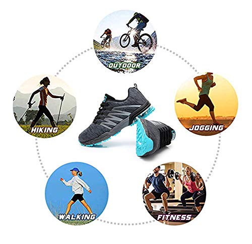 AZOOKEN Hombre Mujer Zapatillas de Gimnasia Running Zapatos Deportivos Aire Libre y Deporte Respirable Sneakers para(8995 Greyblue44)