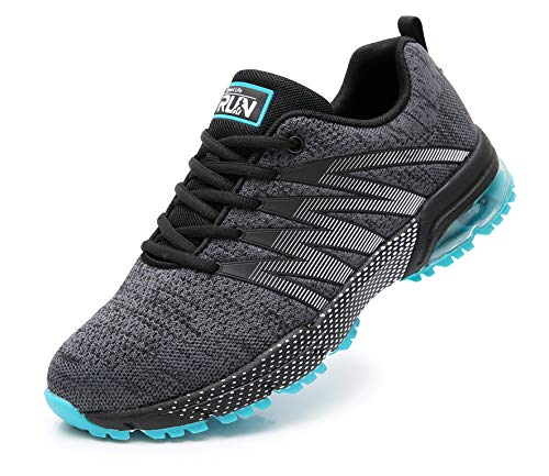 AZOOKEN Hombre Mujer Zapatillas de Gimnasia Running Zapatos Deportivos Aire Libre y Deporte Respirable Sneakers para(8995 Greyblue44)