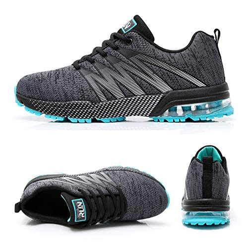 AZOOKEN Hombre Mujer Zapatillas de Gimnasia Running Zapatos Deportivos Aire Libre y Deporte Respirable Sneakers para(8995 Greyblue44)